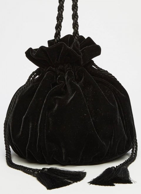 Filey Black Velvet Pouch Bag